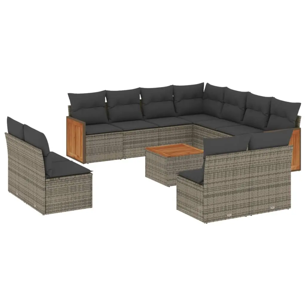 12 Piece Outdoor Garden Sofa Set Patio Furniture Grey Rattan Modular Lounge