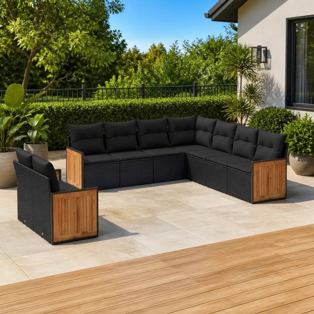 Garden Sofa Set Outdoor Furniture 9 Piece Patio Seating Black