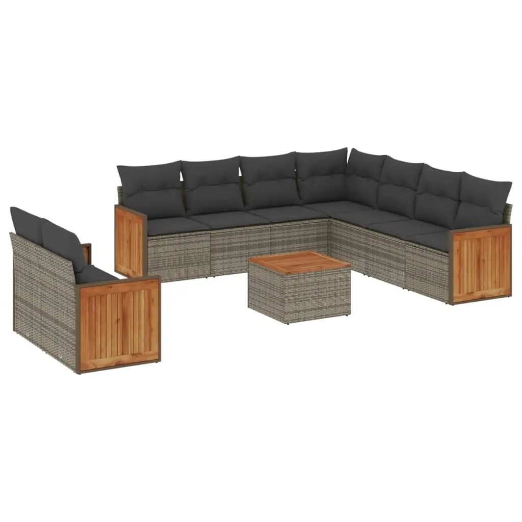 Garden Sofa Set 10 Piece Outdoor Furniture Grey Poly Rattan Modular