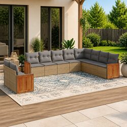 Comfortable Beige Garden Sofa Set – 10 Pieces
