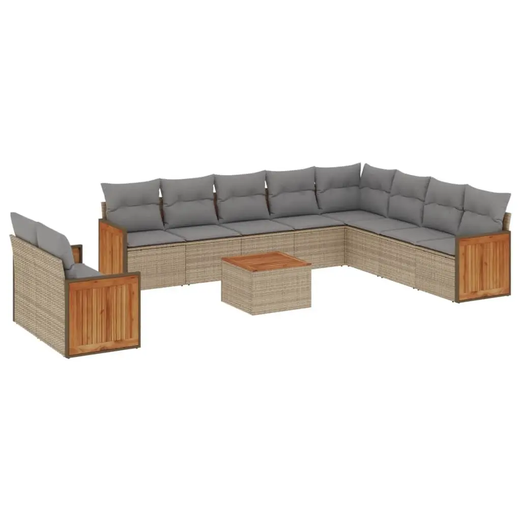 Outdoor Garden Sofa Set 11 Piece Modular Patio Furniture Beige Rattan