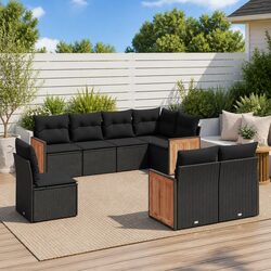 Reliable 8 Piece Black Garden Sofa Set for Comfort
