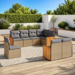 Garden Sofa Set 8 Piece Outdoor Furniture Patio Beige Cushions Modular Seating