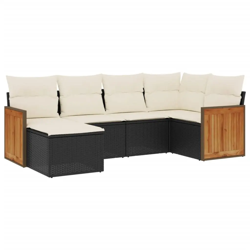 Garden Sofa Set Modular Outdoor Furniture 6 Piece Black PE Rattan Lounge