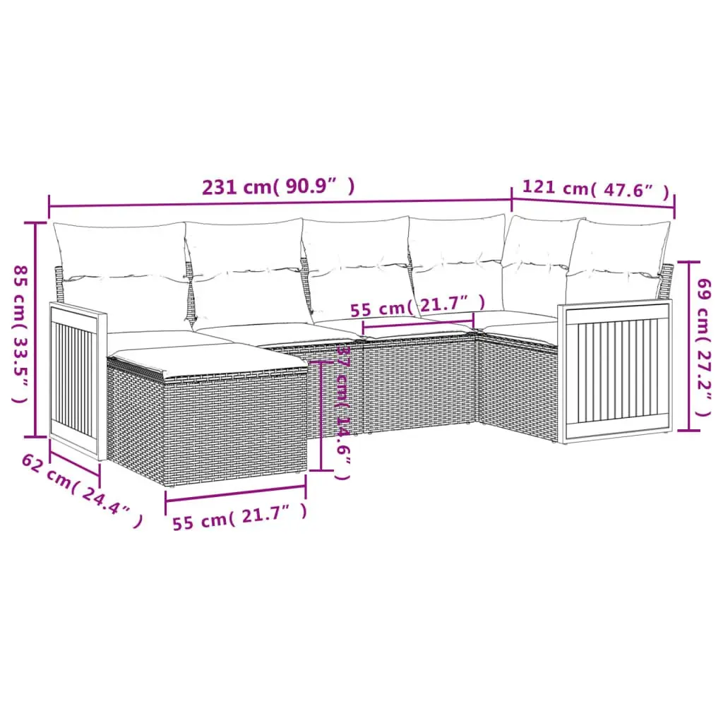 6-Piece Sofa Set for Outdoor Comfort