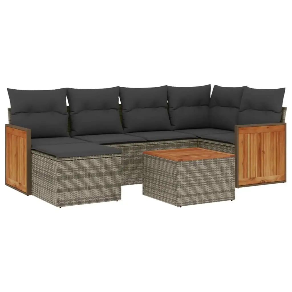 7 Piece Outdoor Garden Sofa Set Cushions Grey Rattan Patio Furniture