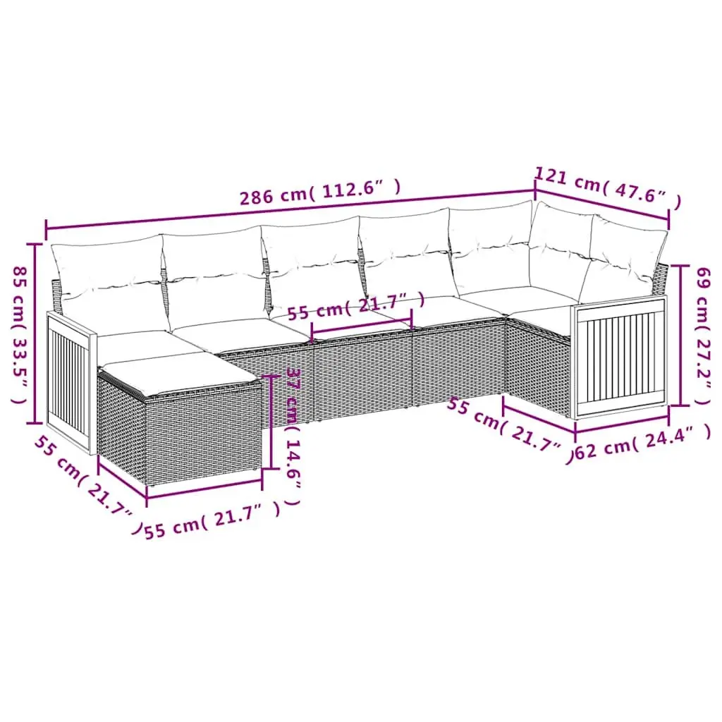 7 Piece Outdoor Garden Sofa Set Patio Furniture Lounge Suite Black