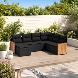 Comfortable 7 Piece Black Outdoor Sofa Set