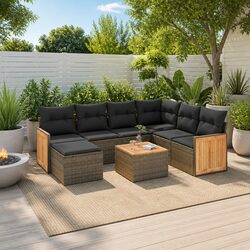 Reliable 8 Piece Grey Sofa Set for Outdoor Comfort