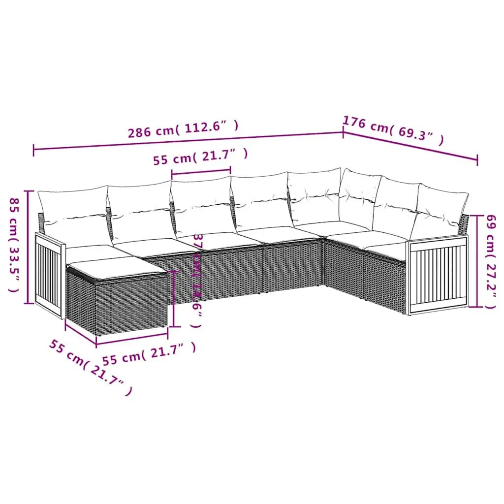 Garden Sofa Set 8 Piece Outdoor Furniture Patio Seating Black