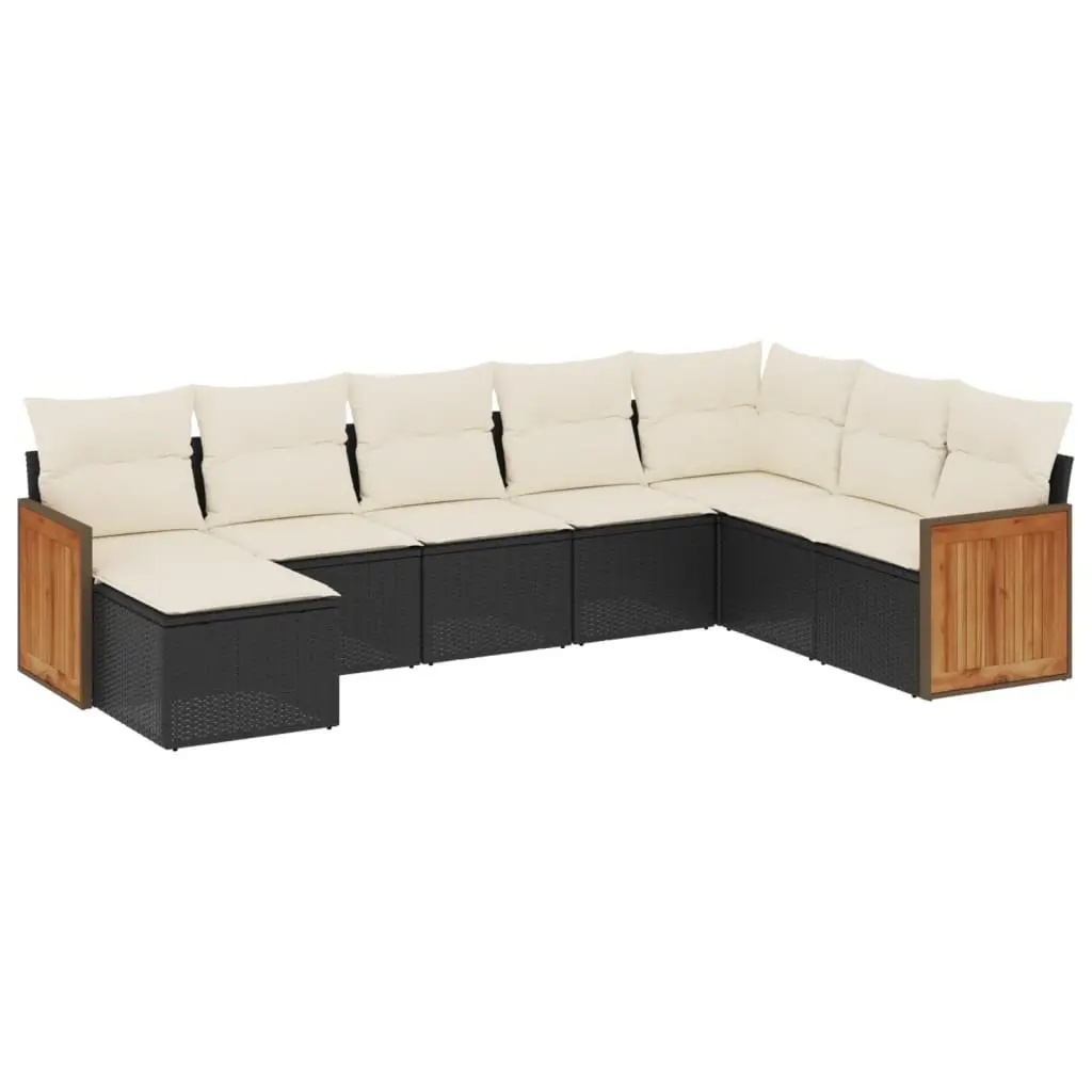 Garden Sofa Set Modular Outdoor Furniture 8 Piece Black Cushions