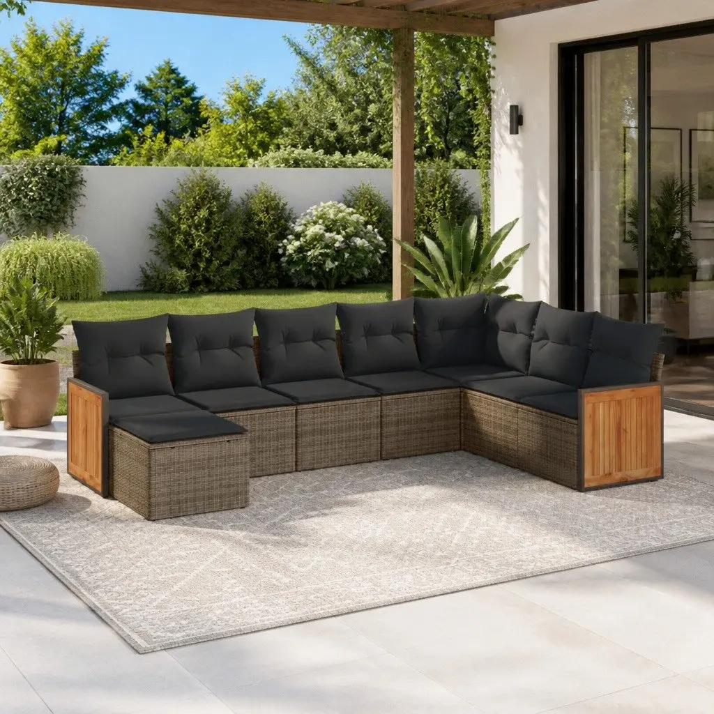 Garden Sofa Set 8 Piece Outdoor Furniture Modular Grey Rattan