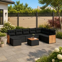 9 Piece Black Rattan Sofa Set Offers Comfort and Value