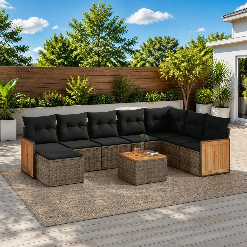 Garden Sofa Set 9 Piece Outdoor Furniture Patio Lounge Grey Modular