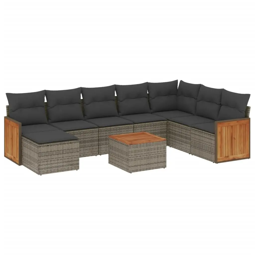 Garden Sofa Set 9 Piece Outdoor Furniture Patio Lounge Grey Modular