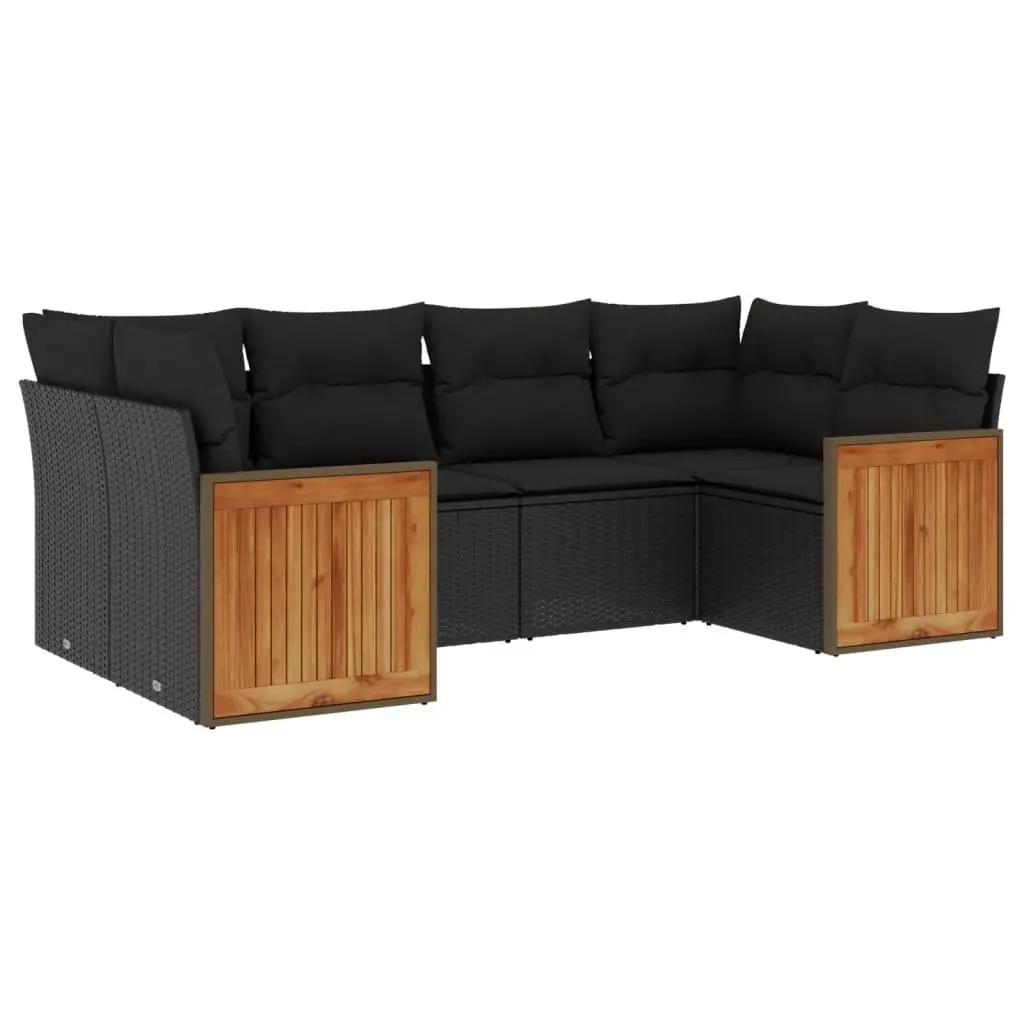Garden Sofa Set 6 Piece Outdoor Furniture Patio Seating Black