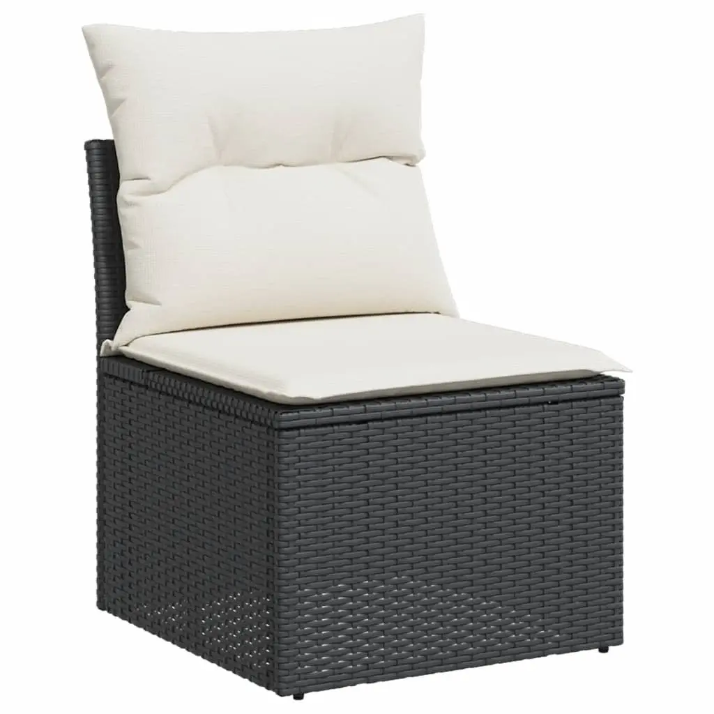 Garden Sofa Set 6 Piece Outdoor Furniture Black Poly Rattan Modular Patio