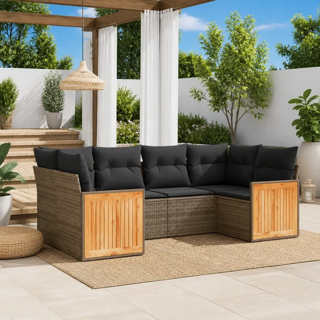 Garden Sofa Set Outdoor Furniture 6 Piece Grey with Cushions