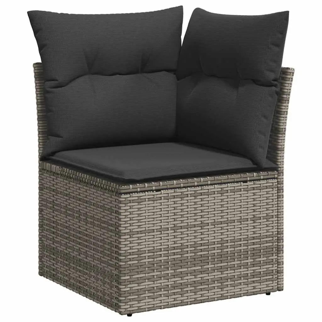 7 Piece Outdoor Garden Sofa Set Patio Furniture Cushions Black Poly Rattan
