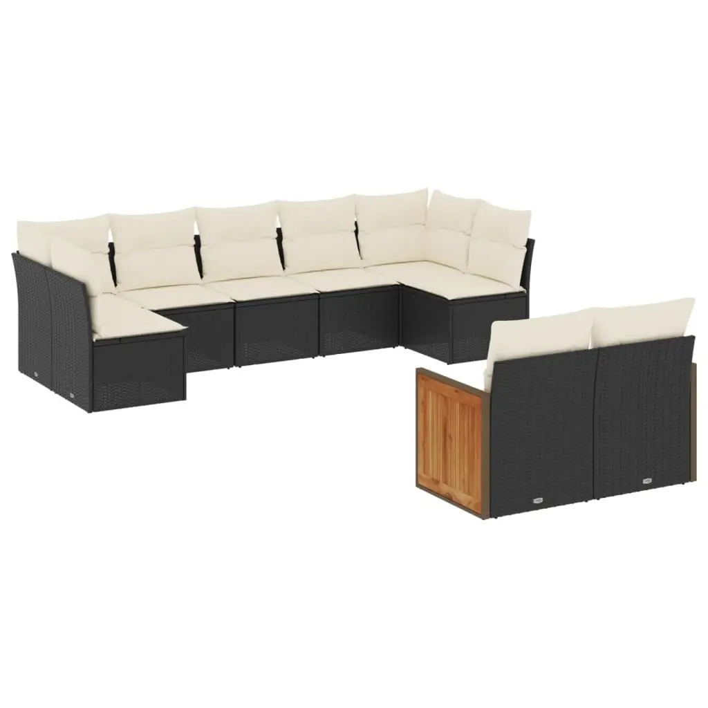 Garden Sofa Set Outdoor Furniture 9 Piece Patio Lounge Seating Black Rattan