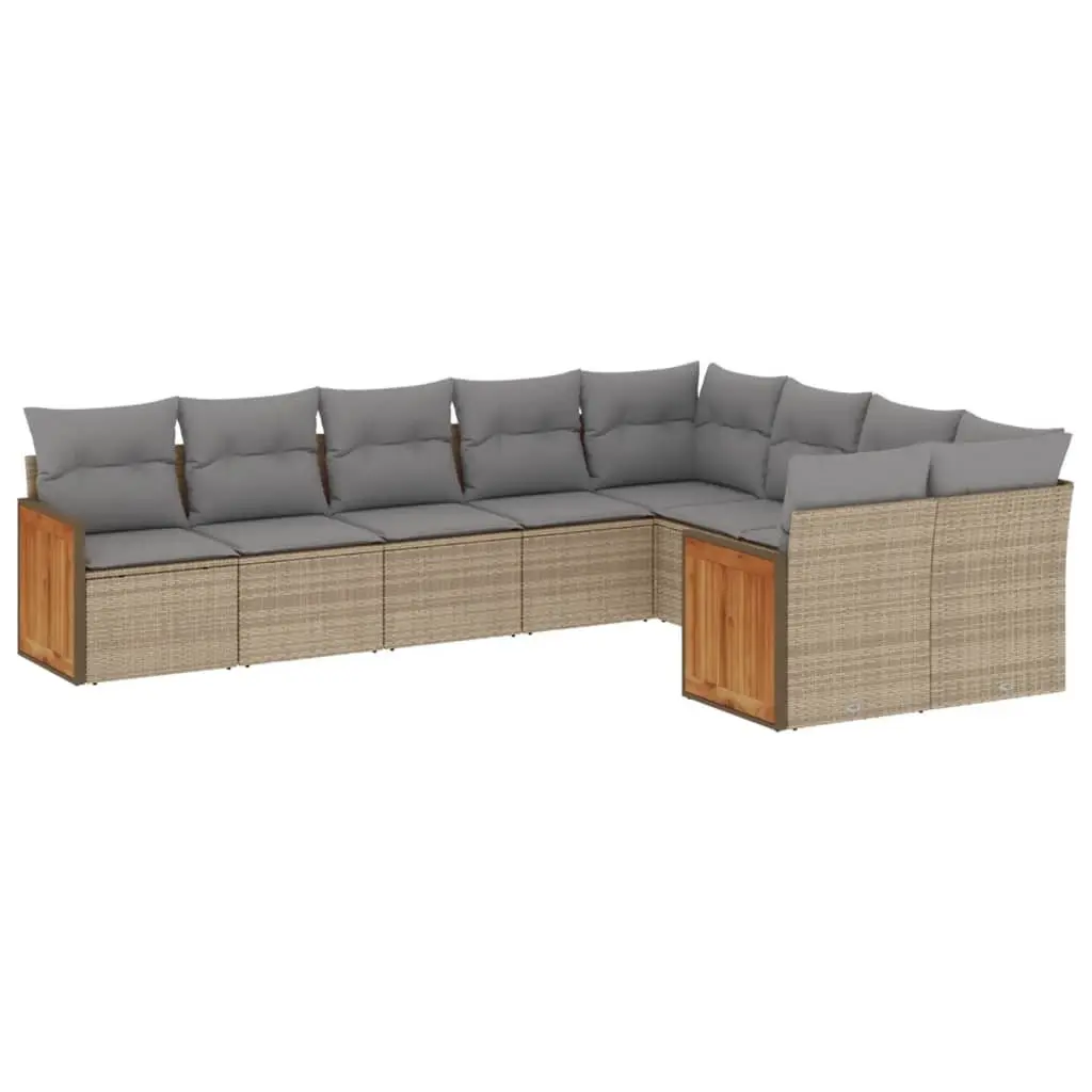 9 Piece Modular Outdoor Garden Sofa Set with Cushions Beige