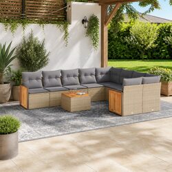 Comfortable 10-Piece Garden Sofa Set with Cushions