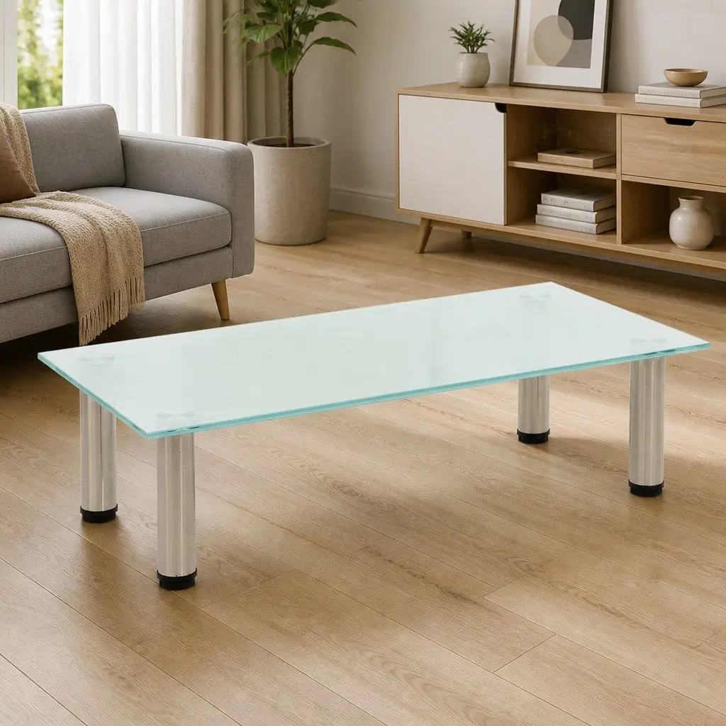 Tempered Glass TV Stand Media Console Table Unit 60 x 35 x 17 cm Transparent