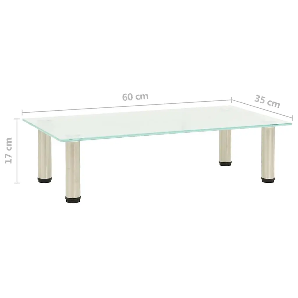Tempered Glass TV Stand Media Console Table Unit 60 x 35 x 17 cm Transparent