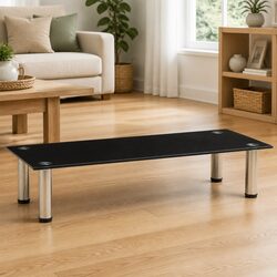 Practical Black Tempered Glass TV Stand for Home Use