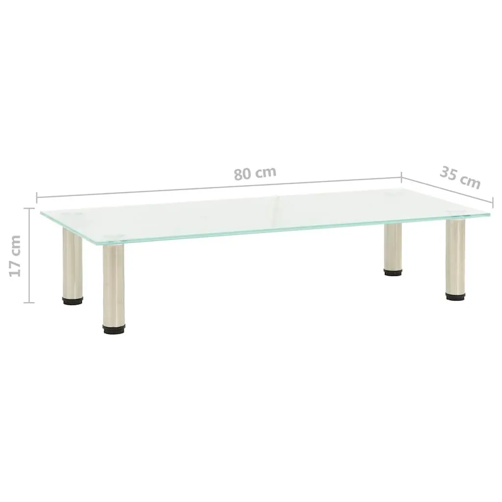 Tempered Glass TV Stand Media Console Table Unit 80 x 35 x 17 cm Transparent