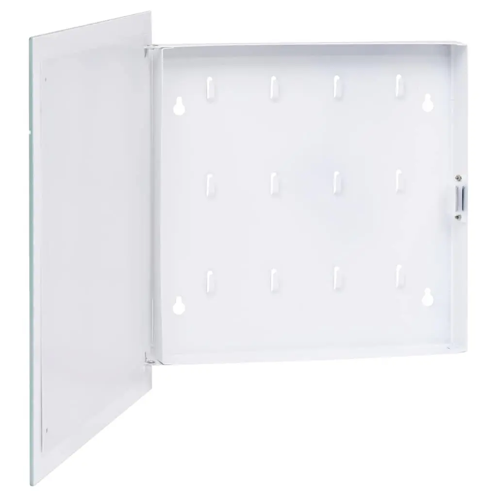 Key Box Wall Mount White Magnetic Board 35x35cm Home Office Storage Organizer