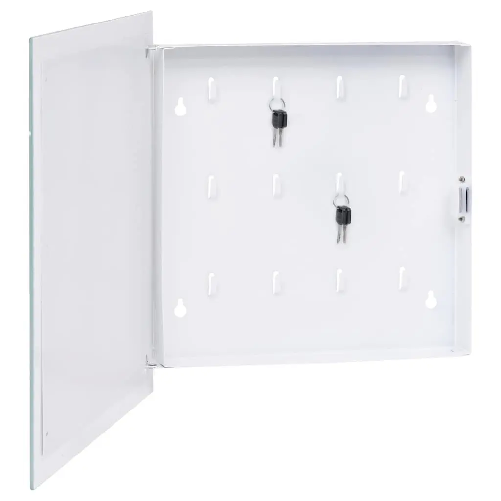 Key Box Wall Mount White Magnetic Board 35x35cm Home Office Storage Organizer