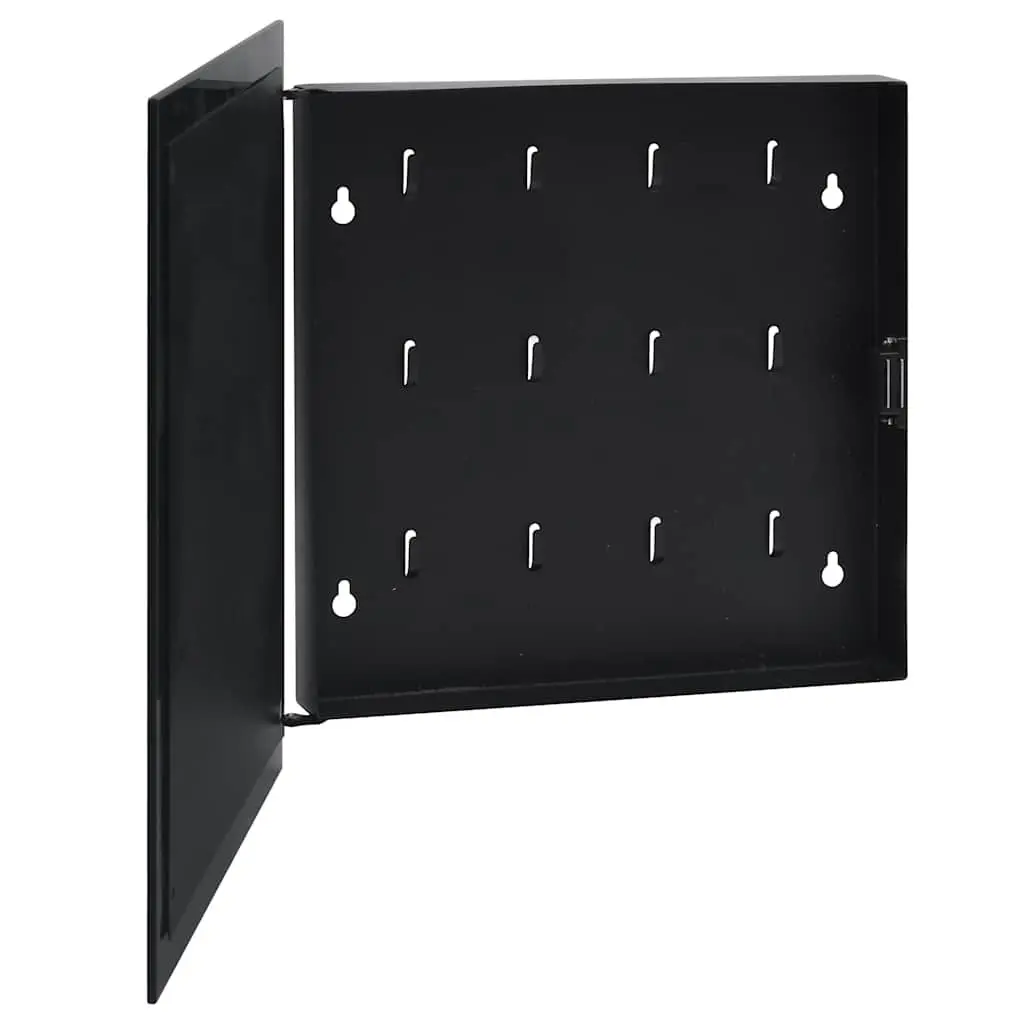 Key Box with Magnetic Board Black 35x35x4 cm Wall Mounted Lockable Cabinet