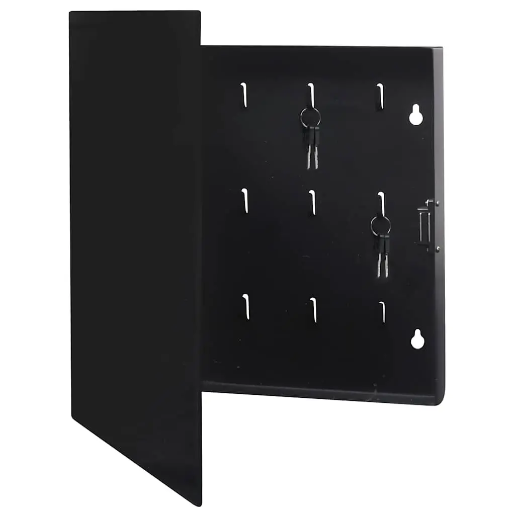 Key Box with Magnetic Board Black 35x35x4 cm Wall Mounted Lockable Cabinet