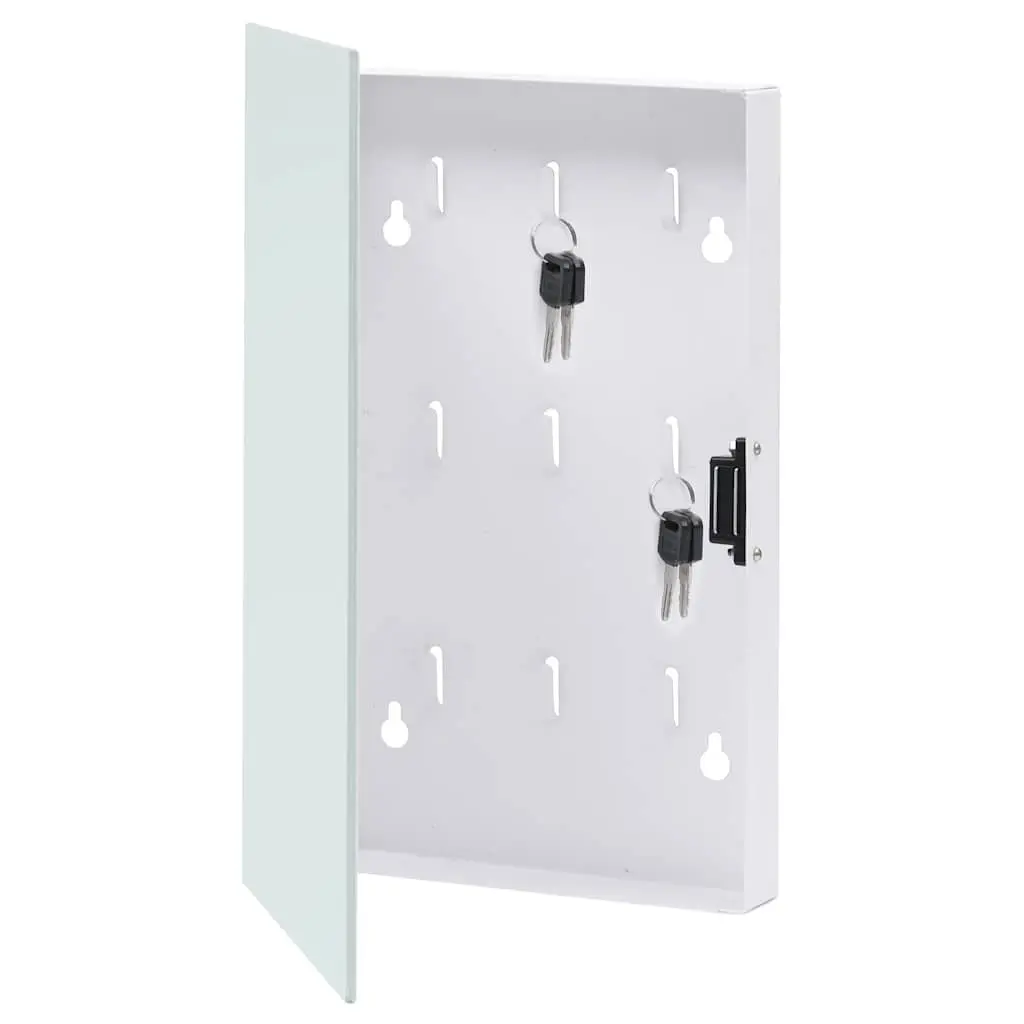 Key Box with Magnetic Board White Home Office Storage Organizer 30x20x4 cm