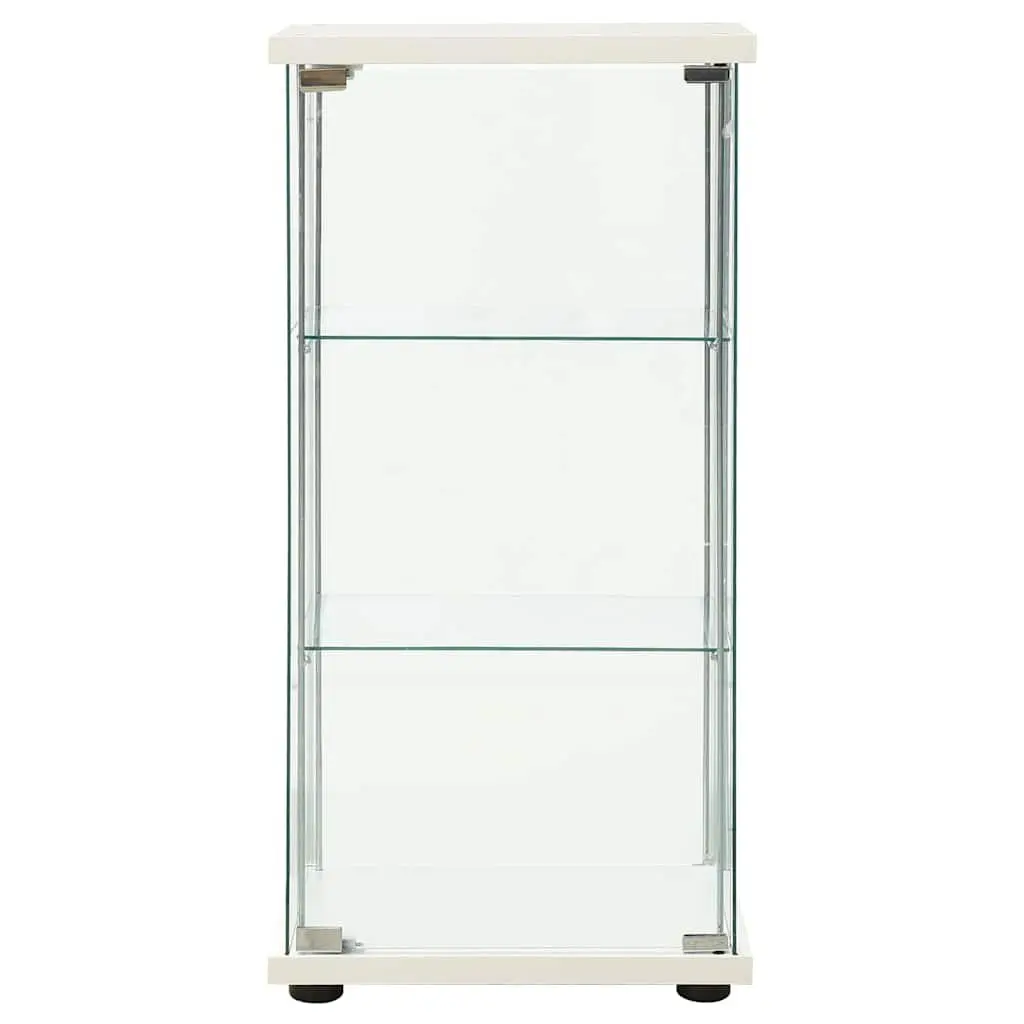 Storage Cabinet Organiser White Tempered Glass Shelves