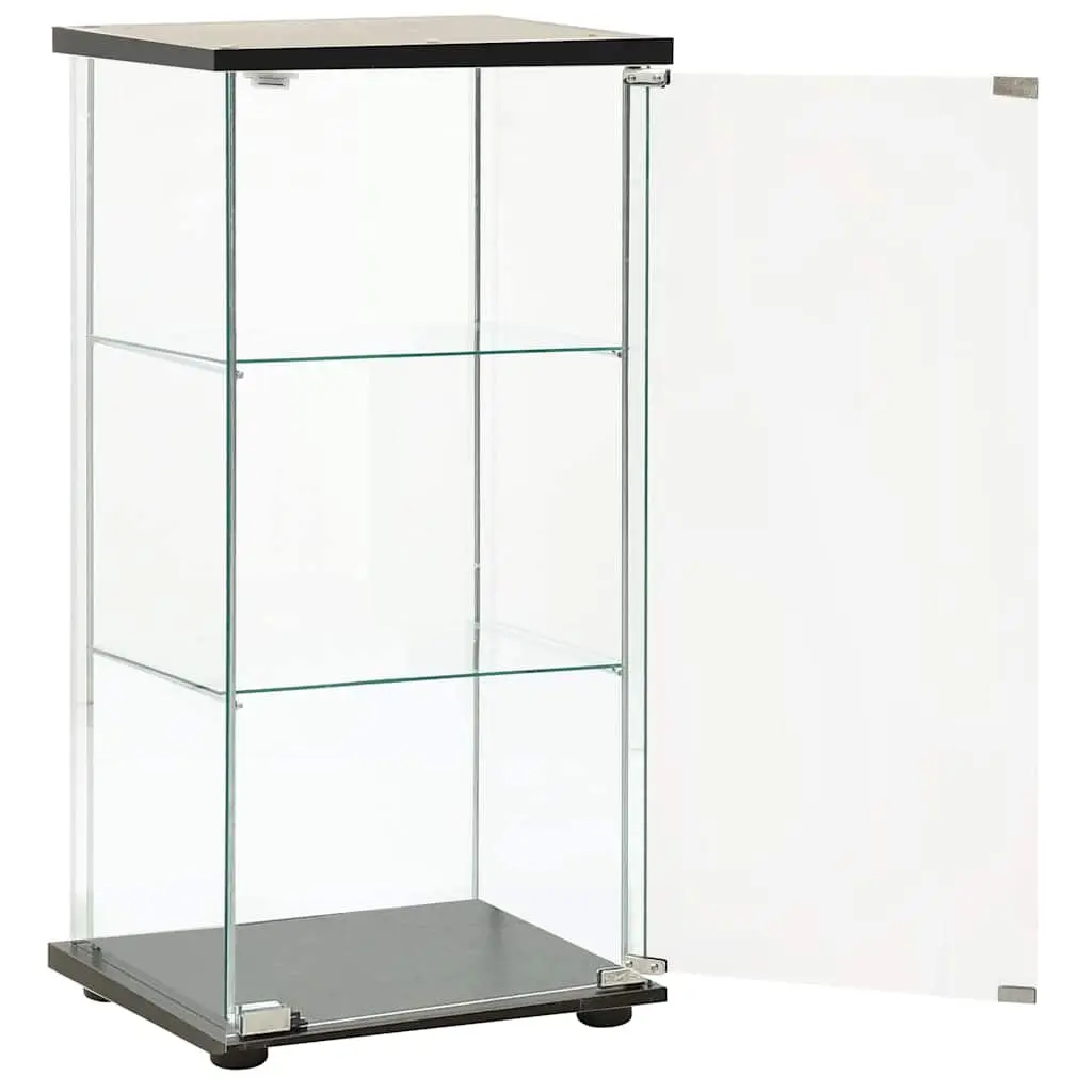 Black Display Cabinet Tempered Glass Storage Bookcase Organiser Home Furniture