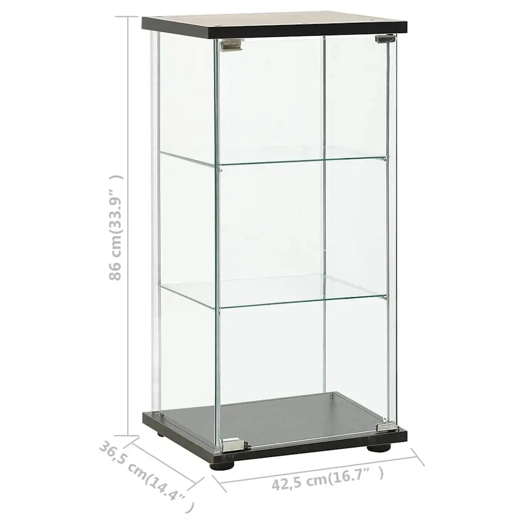 Black Display Cabinet Tempered Glass Storage Bookcase Organiser Home Furniture