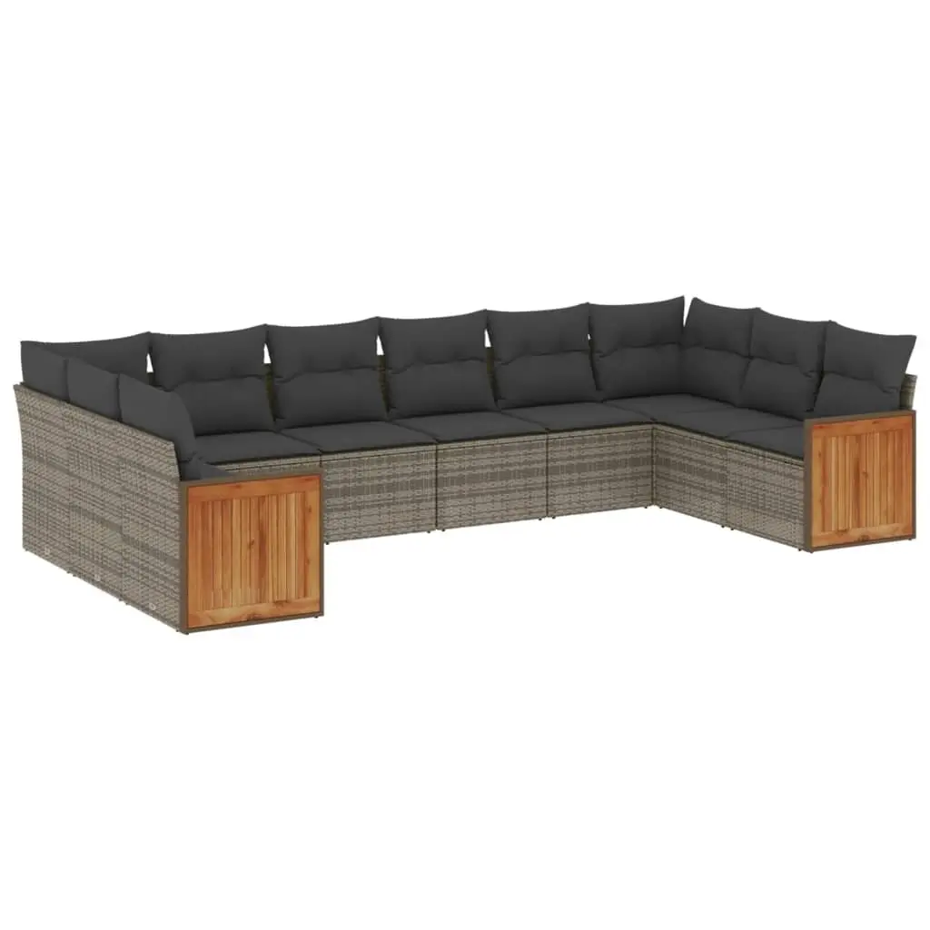 Garden Sofa Set 10 Piece Modular Outdoor Furniture Grey with Cushions