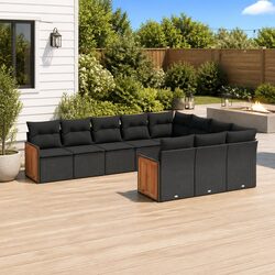 Comfortable 10 Piece Garden Sofa Set with Removable Cushions