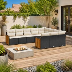 Garden Sofa Set 10 Piece Outdoor Furniture Patio Black Rattan Modular Lounge