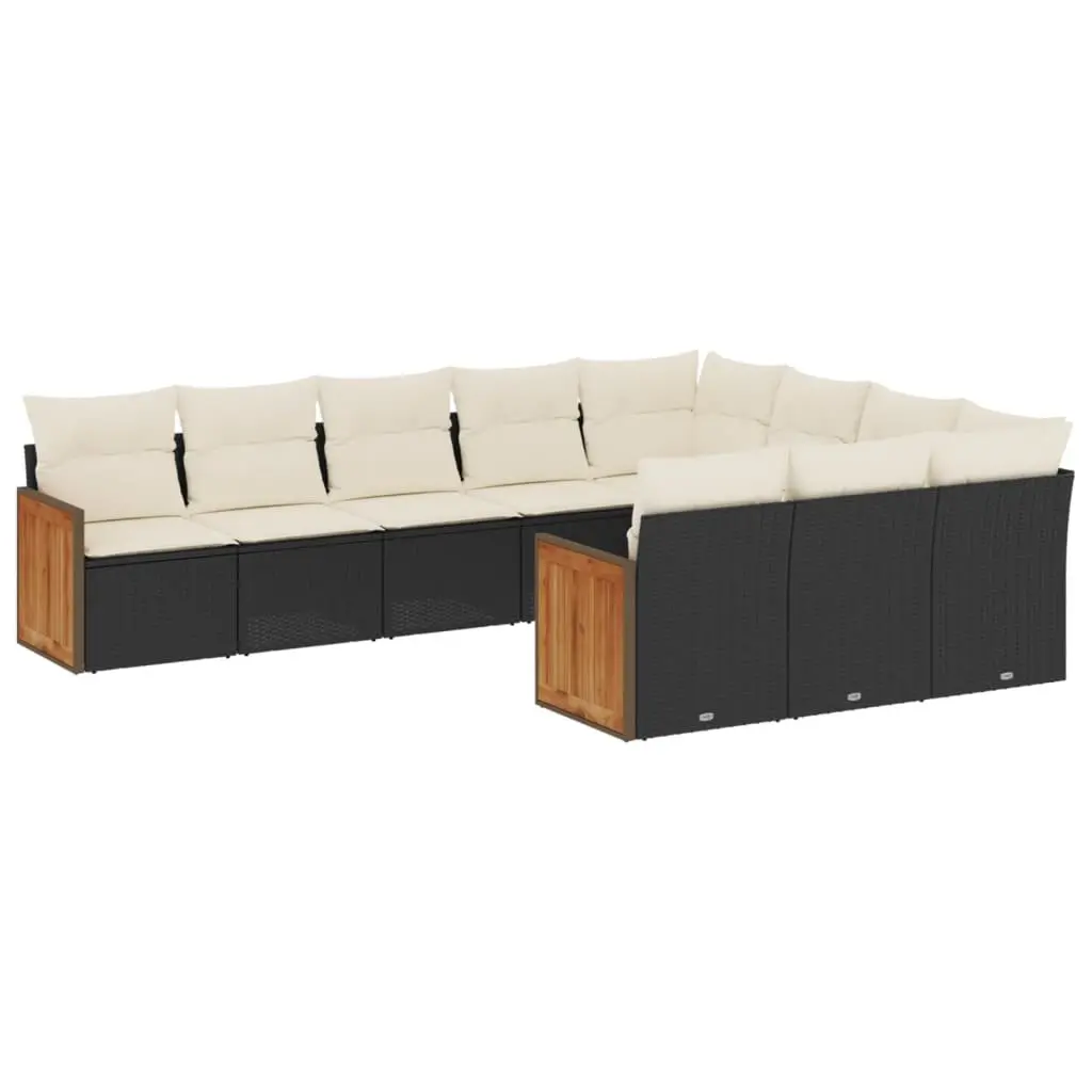 Garden Sofa Set Modular Outdoor Furniture 10 Piece Black Rattan