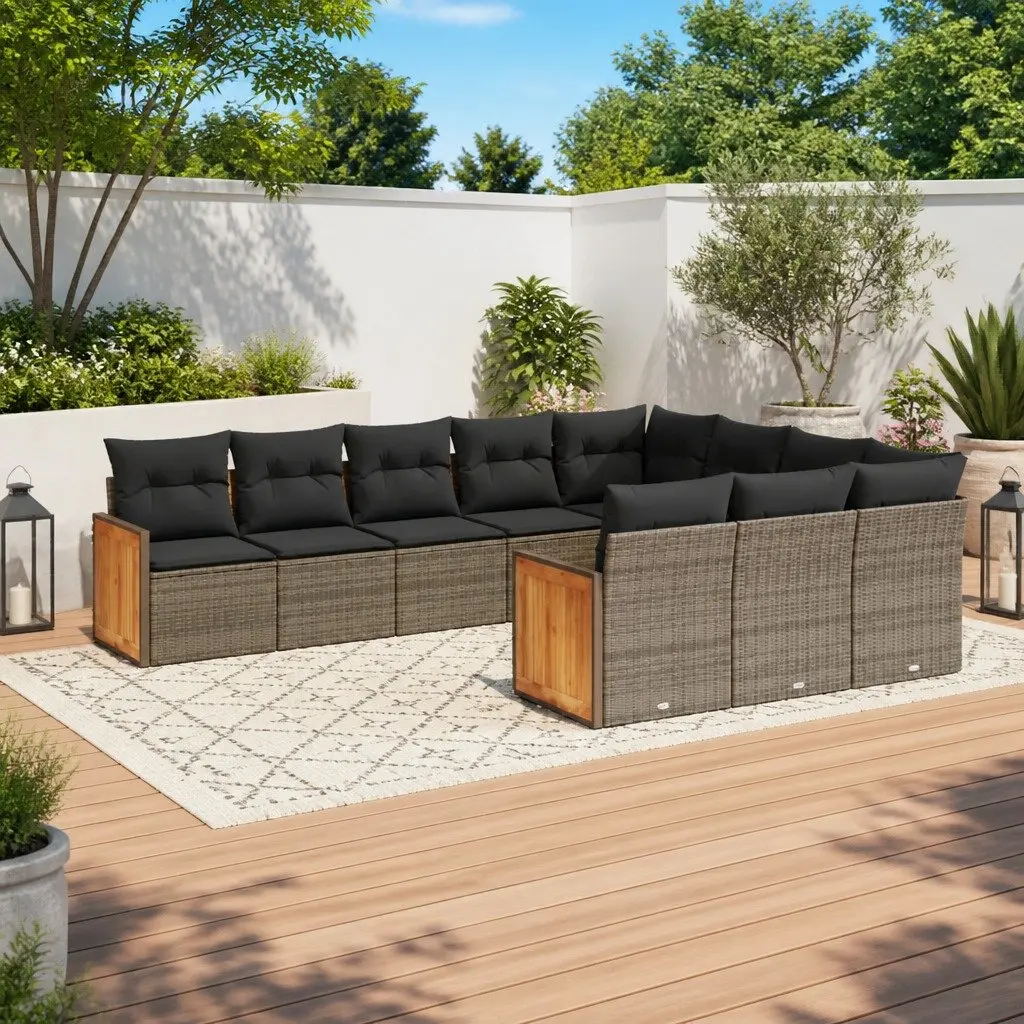 10 Piece Grey Garden Sofa Set