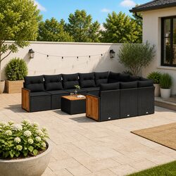 Comfortable 11-Piece Outdoor Sofa Set with Cushions