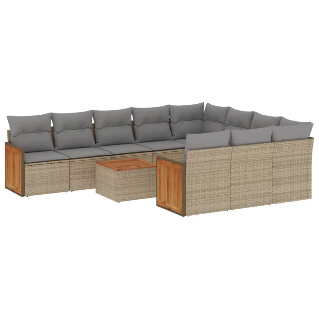 11 Piece Outdoor Sofa Set Beige Garden Furniture Patio Lounge Sectional