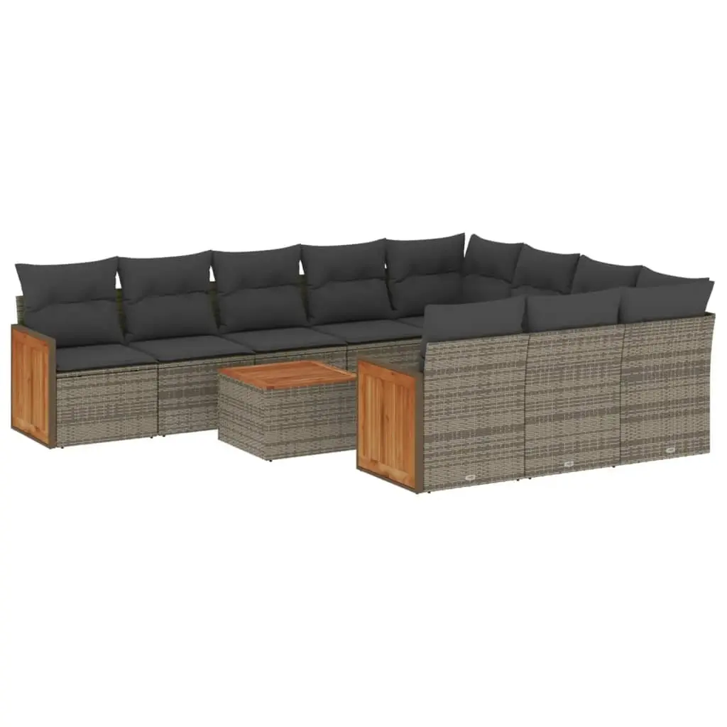 Garden Sofa Set 11 Piece Outdoor Furniture Modular Grey Poly Rattan Patio Lounge
