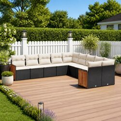 Practical 10 Piece Garden Sofa Set with Cushions
