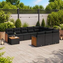 Comfortable 11 Piece Black Outdoor Sofa Set for Family