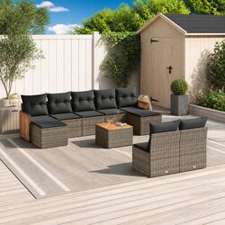 Comfortable 10 Piece Garden Sofa Set - Grey & Practical
