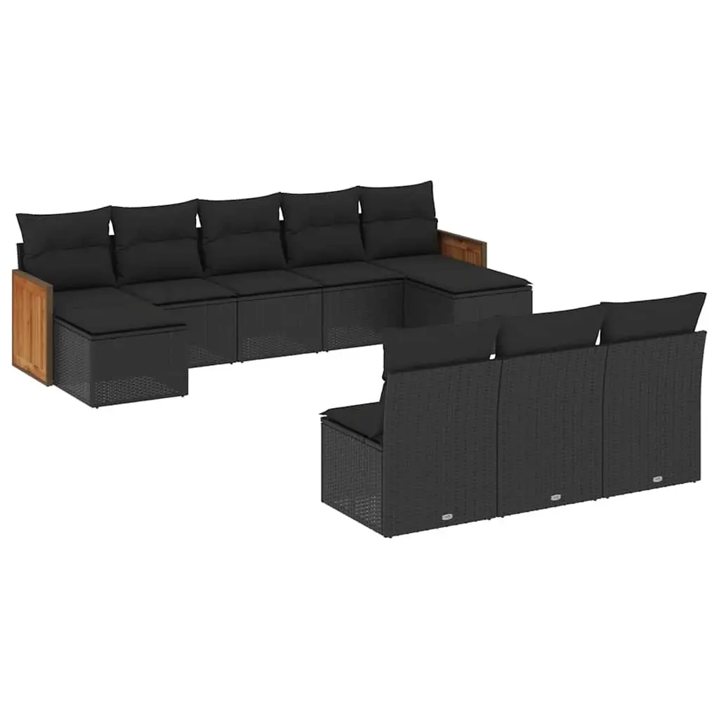 Garden Sofa Set 10 Piece Outdoor Furniture Patio Black Modular Rattan Seating